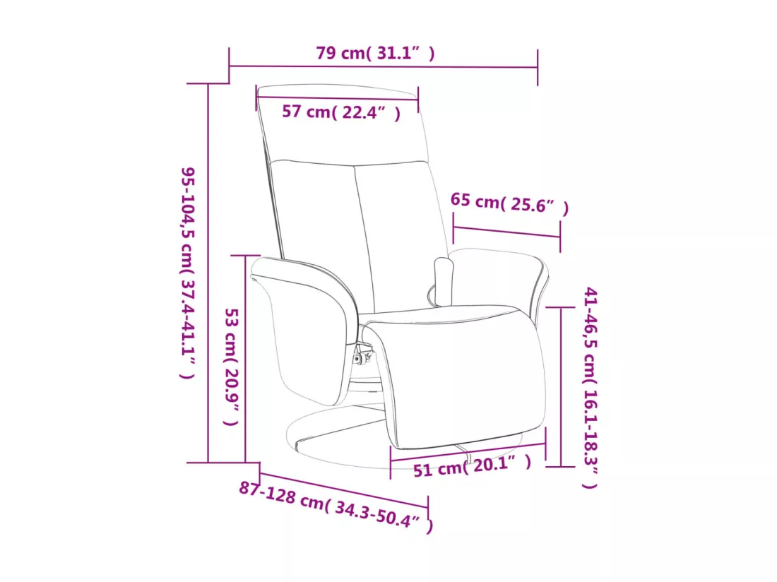 Fauteuil inclinable de massage avec repose-pieds crème tissu