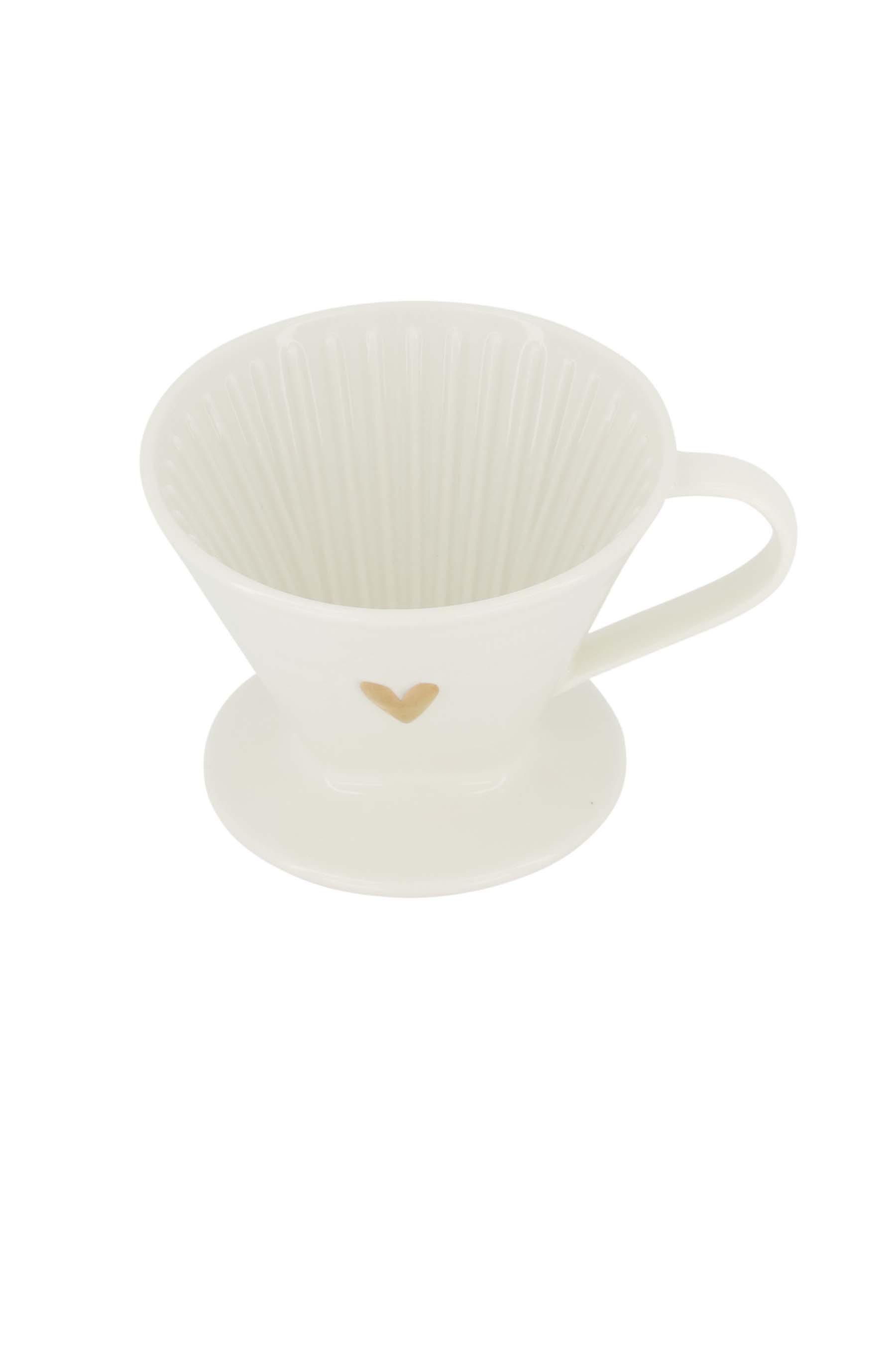 koffiefilterhouder keramiek hartje wit/goud