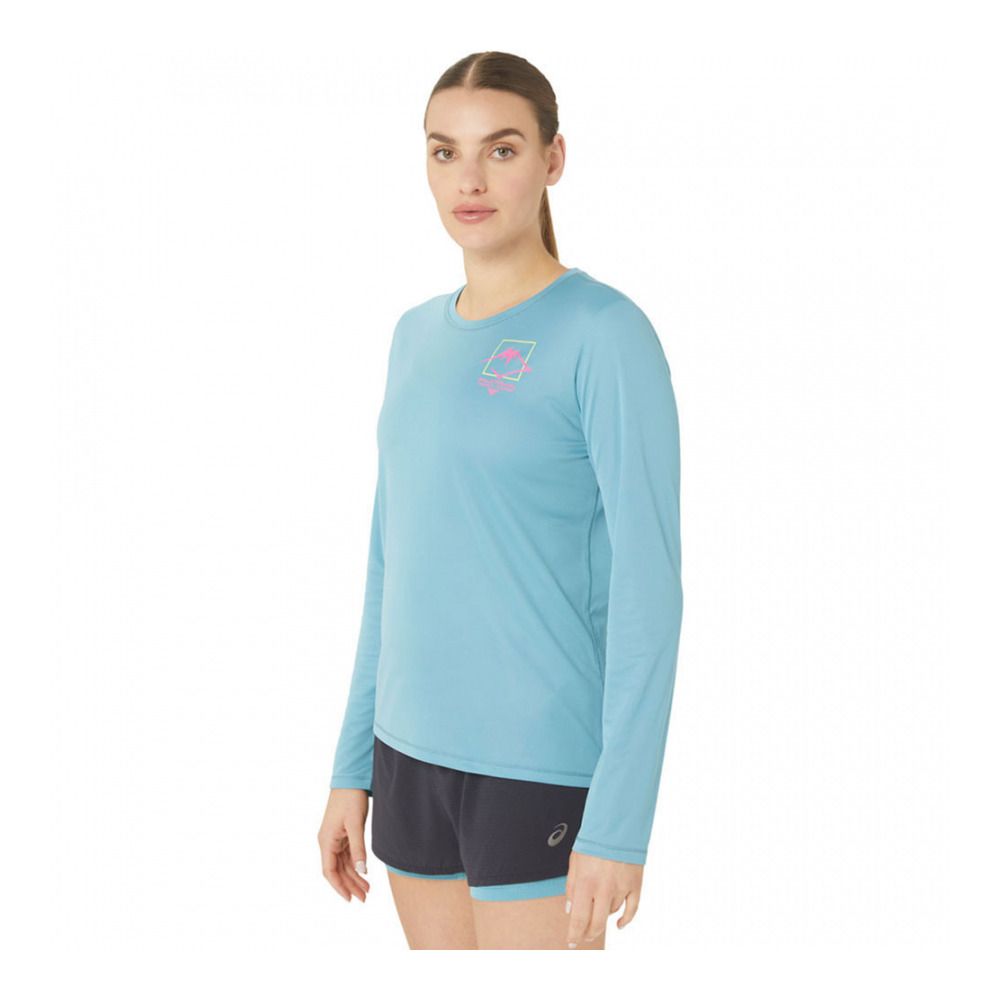 Asics FUJITRAIL LOGO - Tee-shirt Femme gris blue