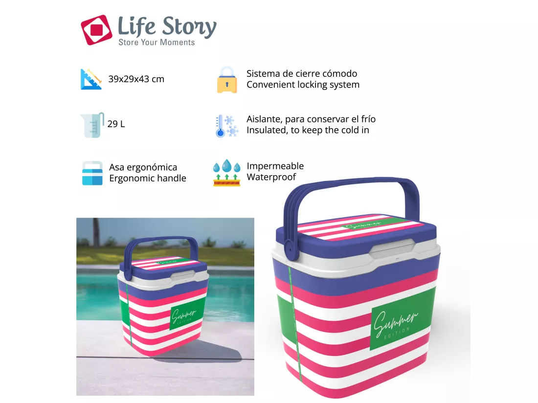 réfrigérateur life story 29l pink navy
