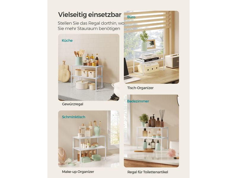 Songmics Regal 2er Set Weiss Gewürzregale mit Metallrahmen