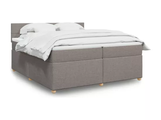 Sommier tapissier avec matelas Taupe 200x200 cm Tissu