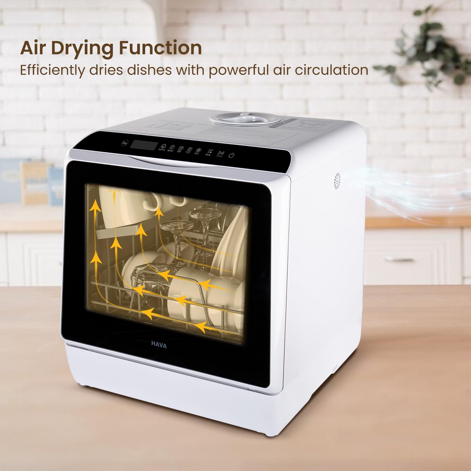 HAVA mini lave vaisselle, 6 programmes portables avec réservoir d'eau intégré de 5 L, aucun branchement nécessaire, fonction de soin de bébé et de séc