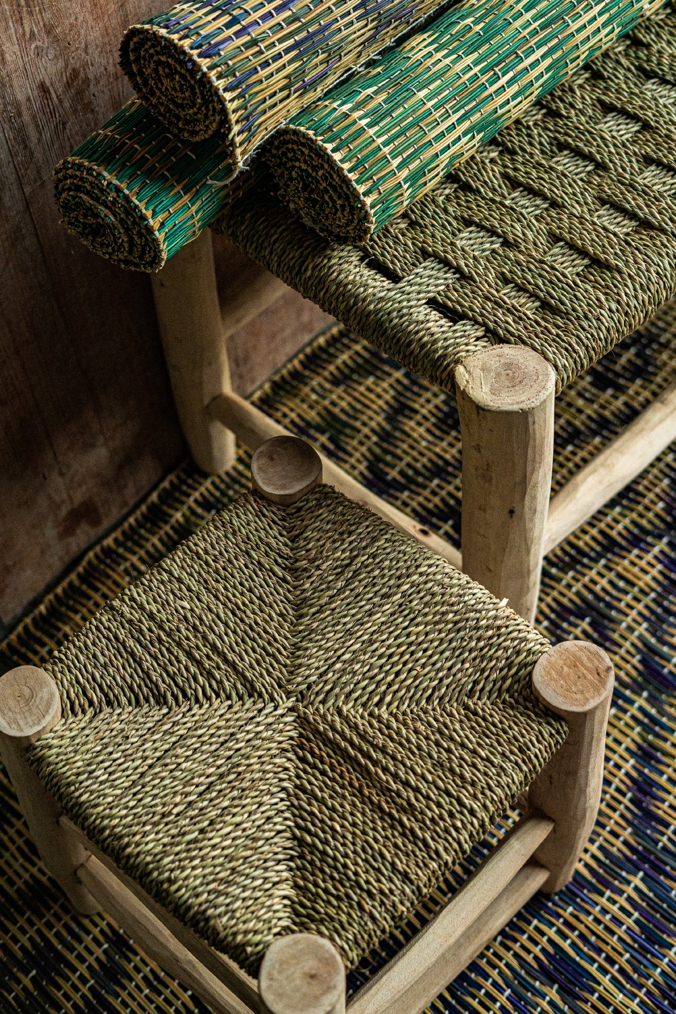 Hocker mit Grassitzfläche, natur, T 31 cm, B 31 cm, H 31 cm von fischer's lagerhaus
