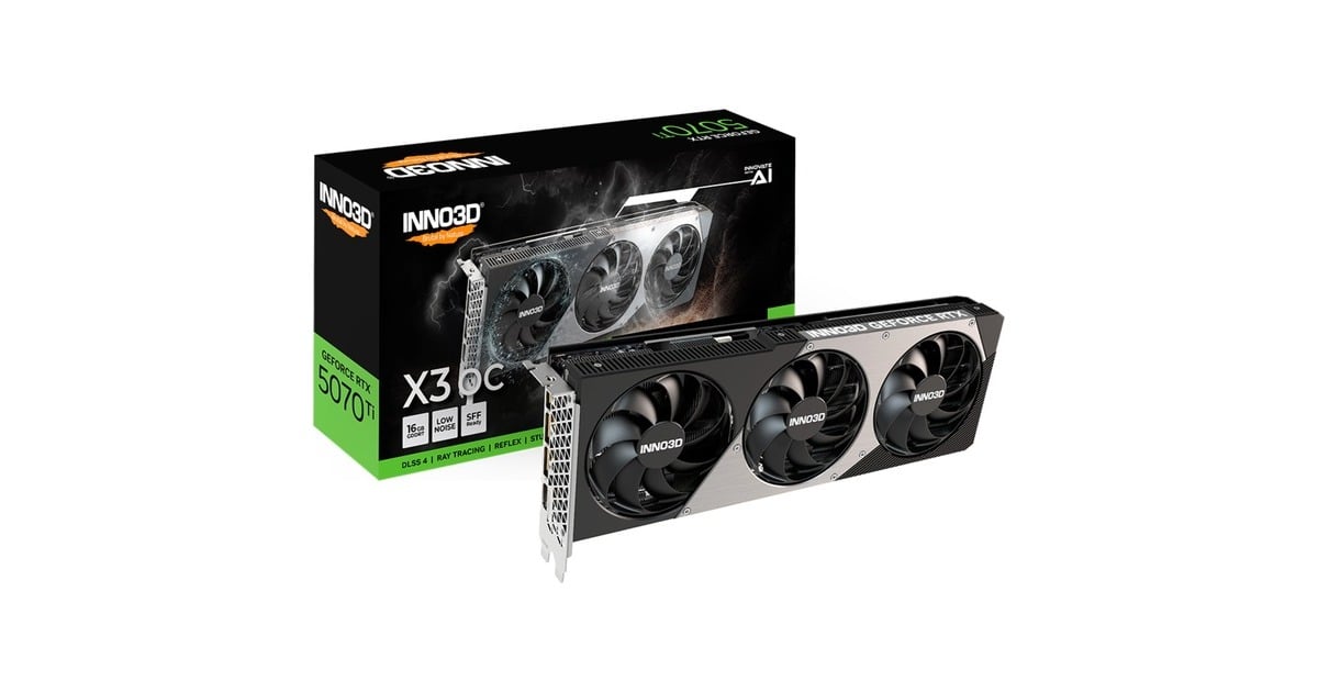 INNO3DGeForce RTX 5070 Ti X3 OC grafische kaart  (DLSS 4, 3x DisplayPort, 1x HDMI 2.1)