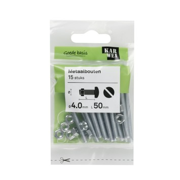KARWEI metaalbout verzinkt 4x50 mm 15 stuks