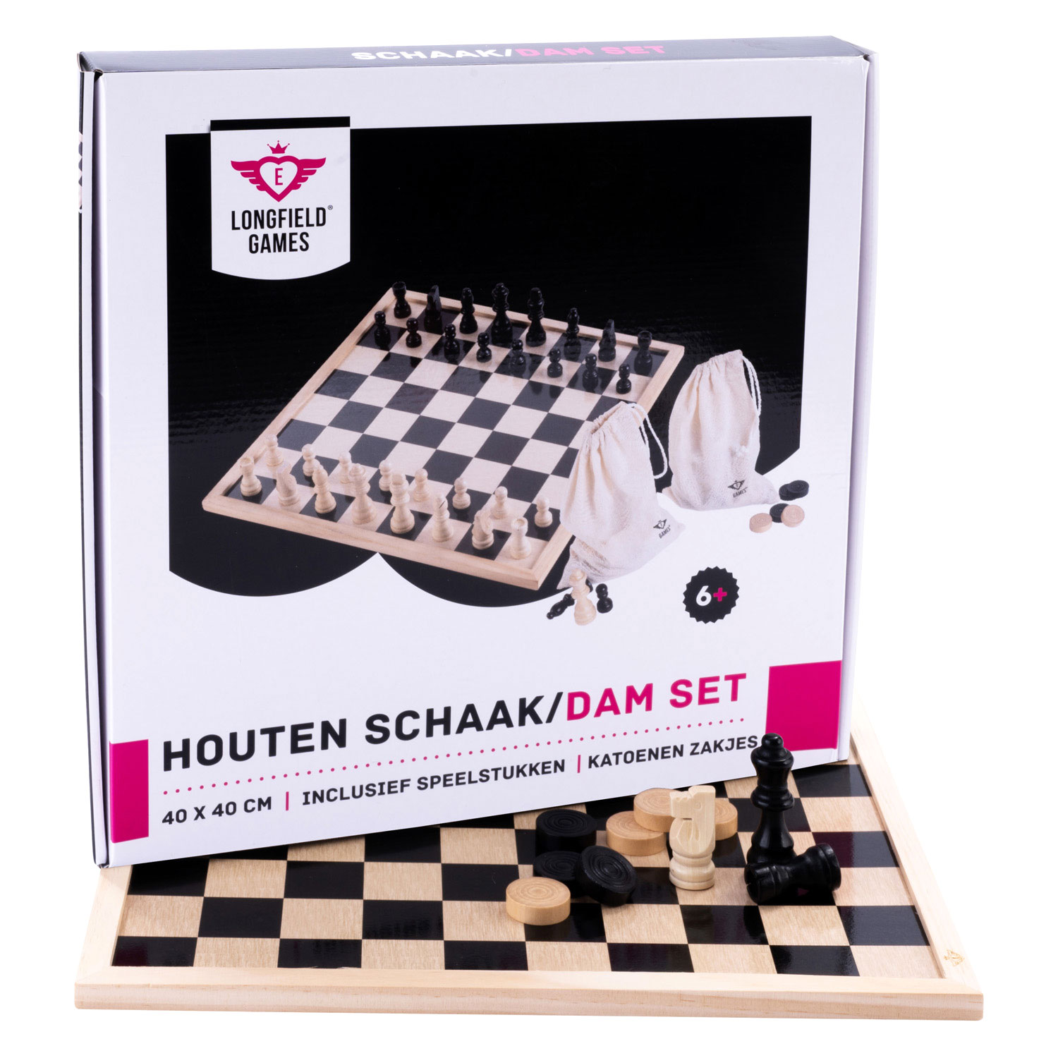 Schaak- & Damset met Katoenen Tas