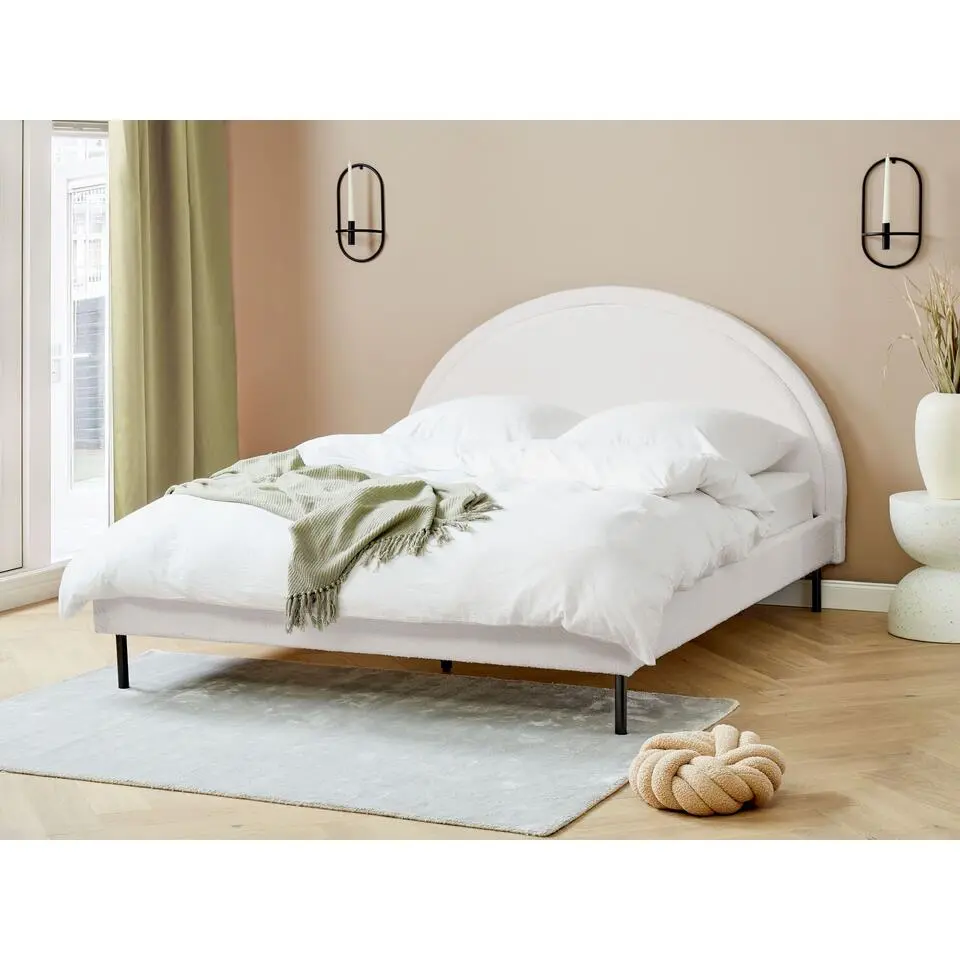 MARGUT - Bed - Wit - 160 x 200 cm - Bouclé