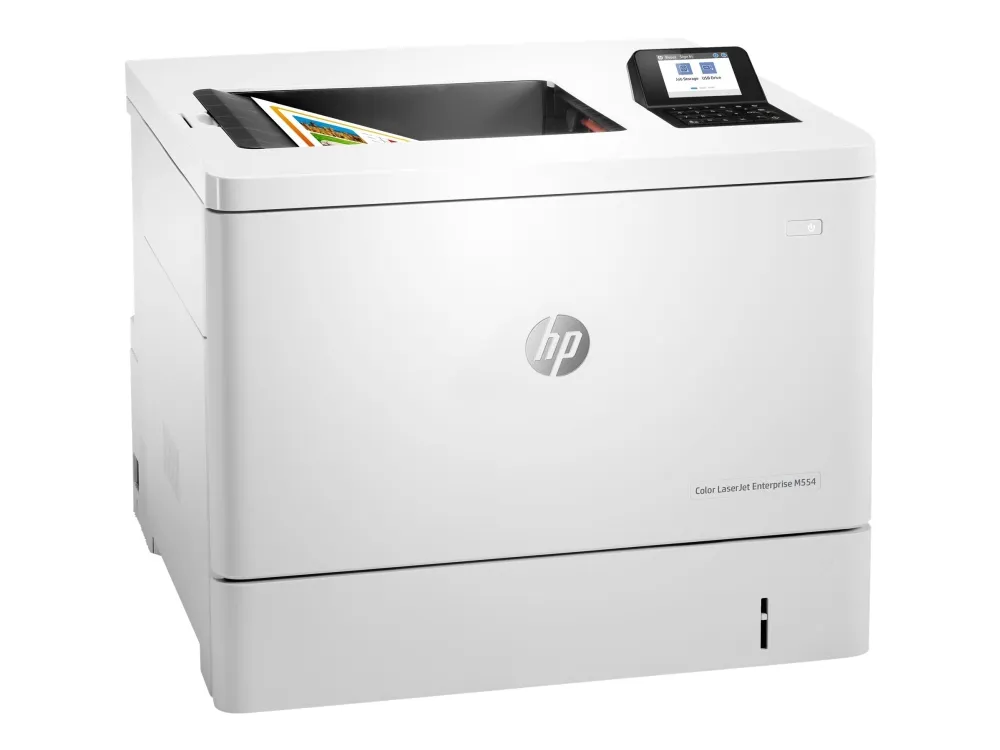 HP LaserJet Enterprise M554dn - Printer - farve - Duplex - laser - A4/Legal - 1200 x 1200 dpi - op til 33 spm (mono) / op til 33 spm (farve) - kapacitet: 650 ark - USB 2.0, Gigabit LAN, USB 2.0 vært