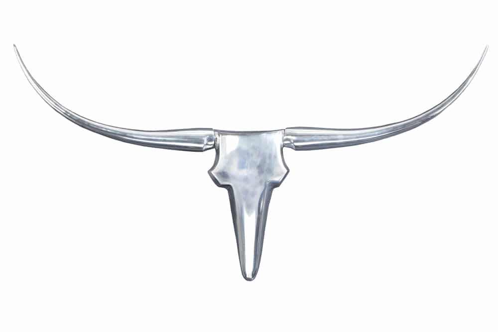 Moderne Design Wanddekoration BULL XL 120cm silber Aluminium Stierkopf