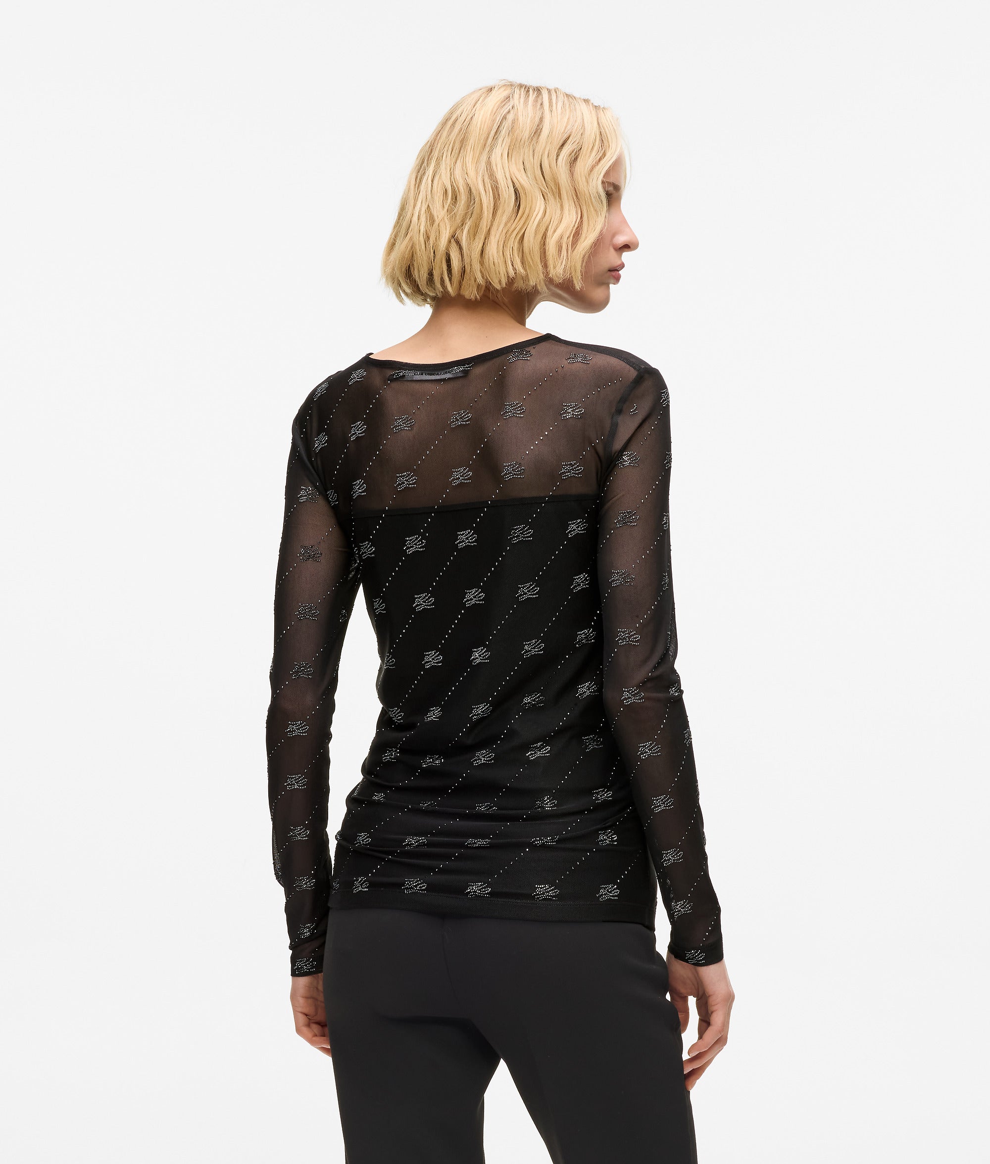Autograph mesh top met strass
