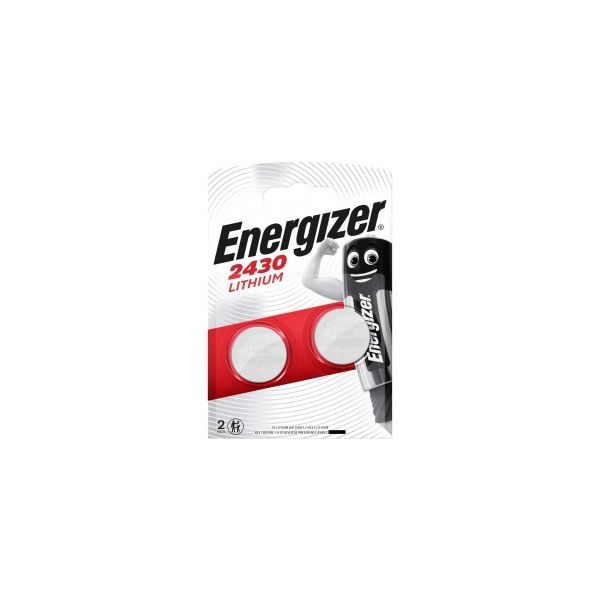 Energizer® Pilhas de Botón Litio CR2430, 3V, 290mAh, Blister de 2 Unidades E300830303