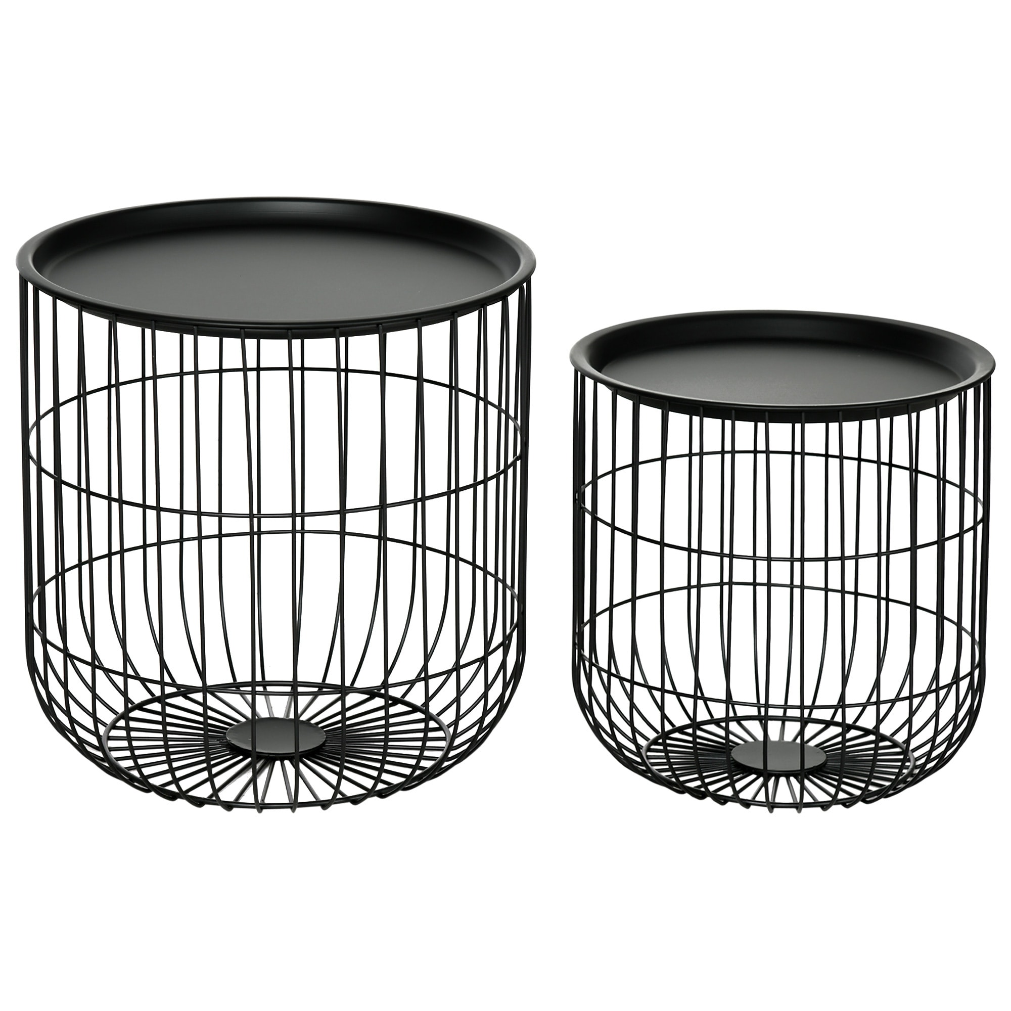 HOMCOM Beistelltisch Set mit Stauraum schwarz 40L x 40B x 40H cm
