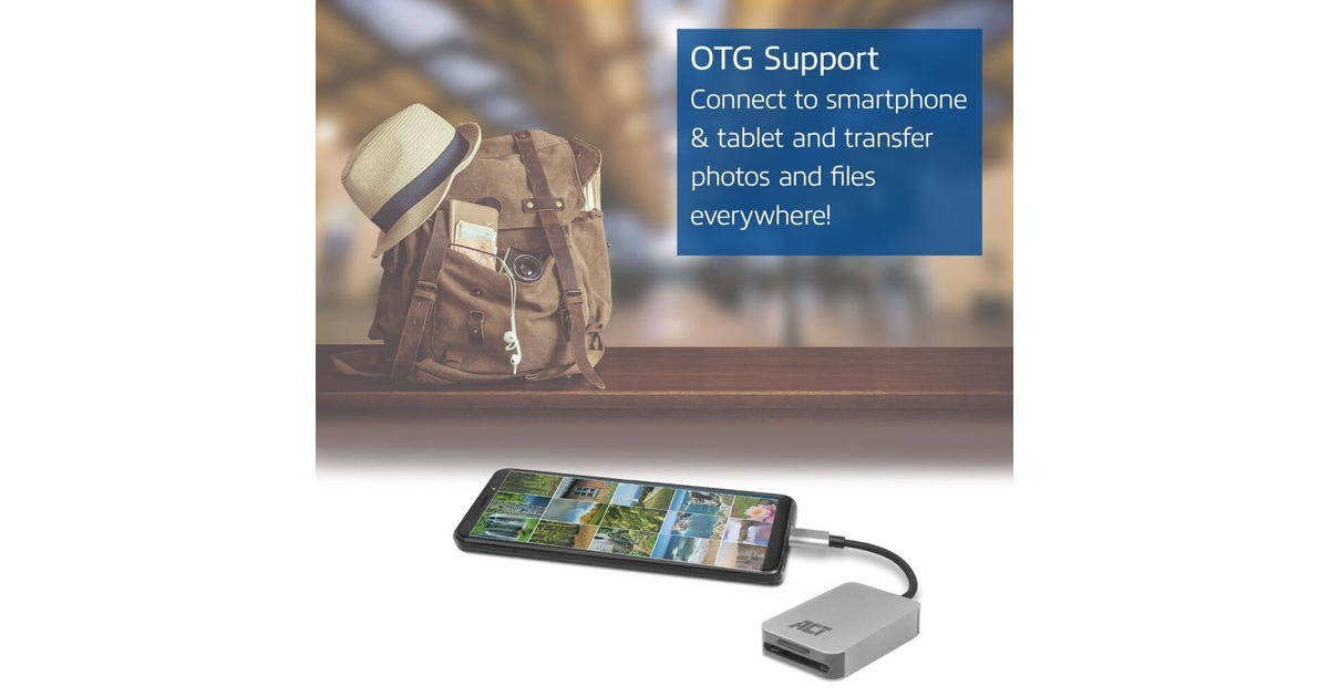 ACT ConnectivityUSB-C kaartlezer voor SD en micro SD, SD 4.0 UHS-II  (Aluminium)