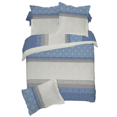 Linge de lit satin de coton motif bandes géométriques