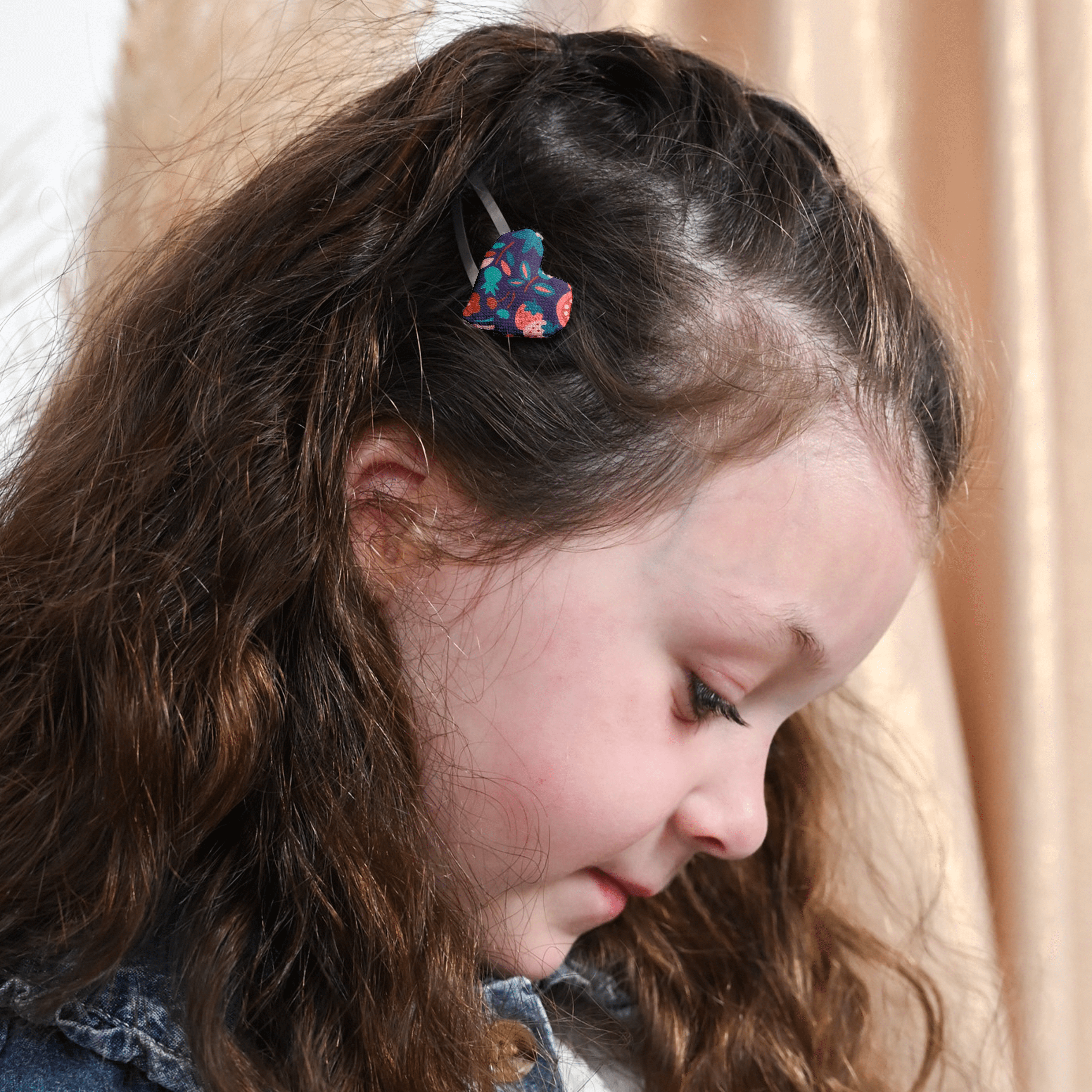 Barrette Clic-Clac Cœur Huppette Fleurie