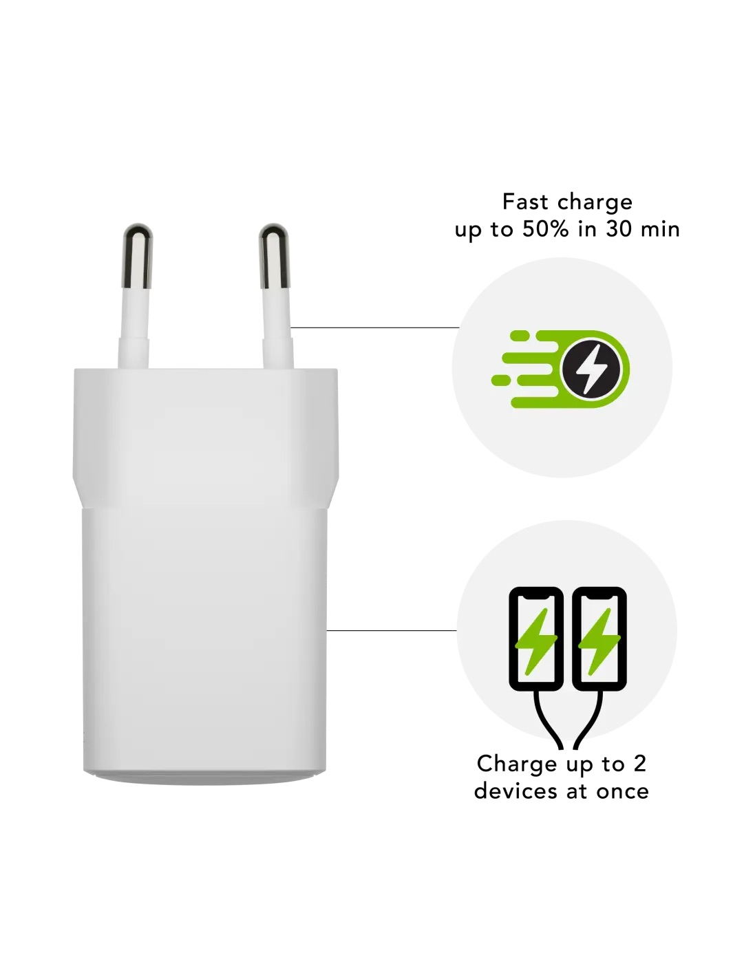 (30W) USB C / USB A GaN Ladegerät Netzteil PD (CH18EUWH7098) - Weiss