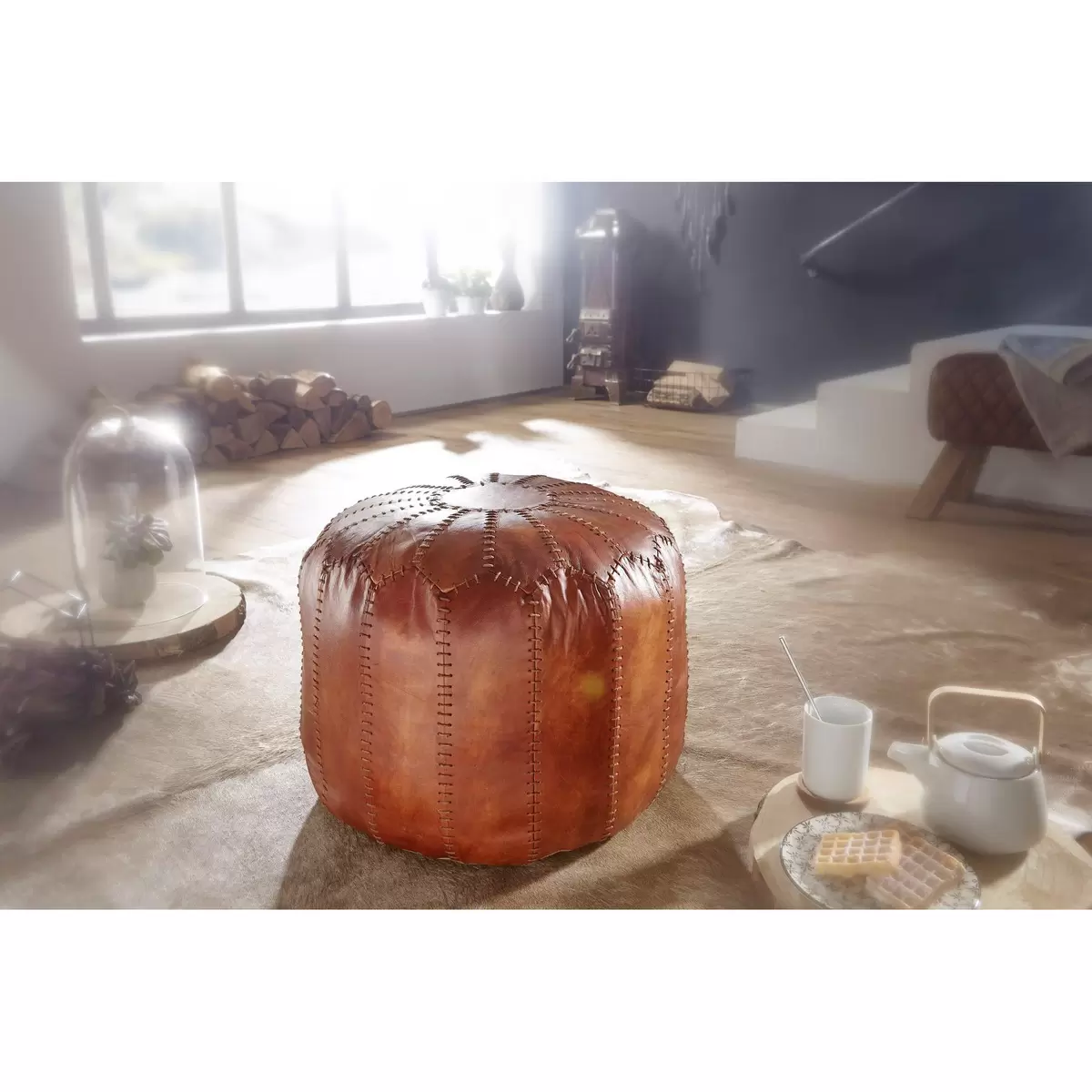 Hocker Manosque braun,natur