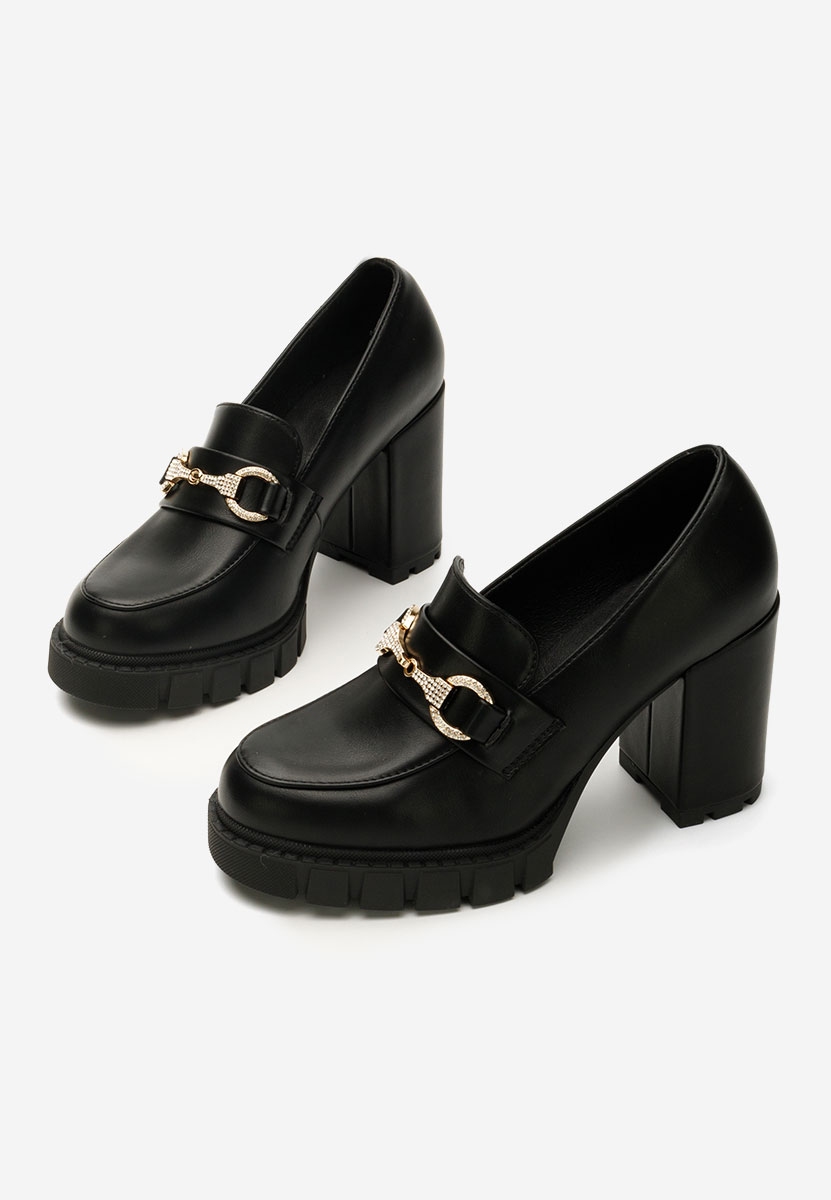 Mocassins femme à talon noirs Reena