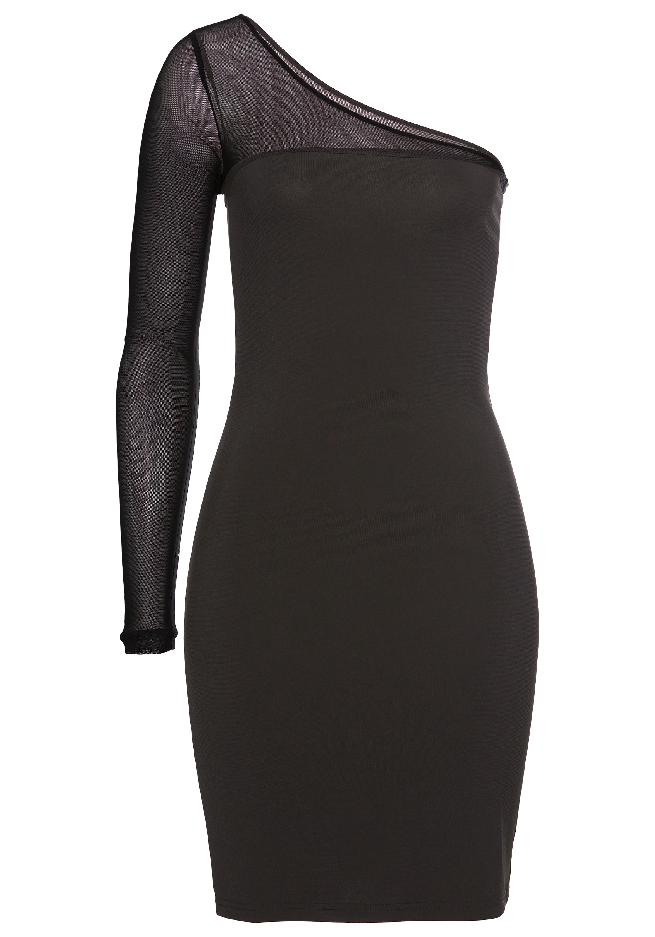 Laura Scott Druckkleid mit Mesh-Einsatz und asymmetrischem Ausschnitt