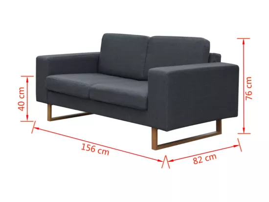 Ensemble de canapés à 2 places et à 3 places gris foncé