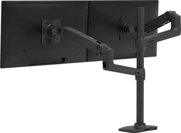 Ergotron LX - Monteringssæt (dobbelt stablearm, høj pæl) - for 2 LCD displays - mat sort - skærmstørrelse: op til 40