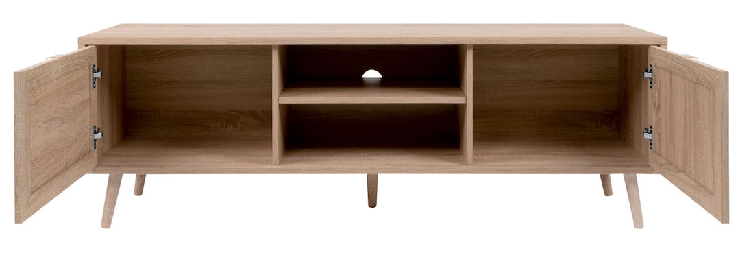 TV-Lowboard BALI 150 x 52 cm Sonoma Eiche/ Rafia Geflecht