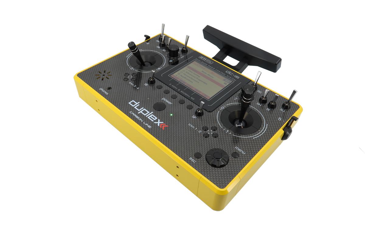 Fernsteuerung DC-16 II Carbon Line Gelb mit R10 Empfänger<br>Professioneller Jeti Duplex 2.4 GHz Sender