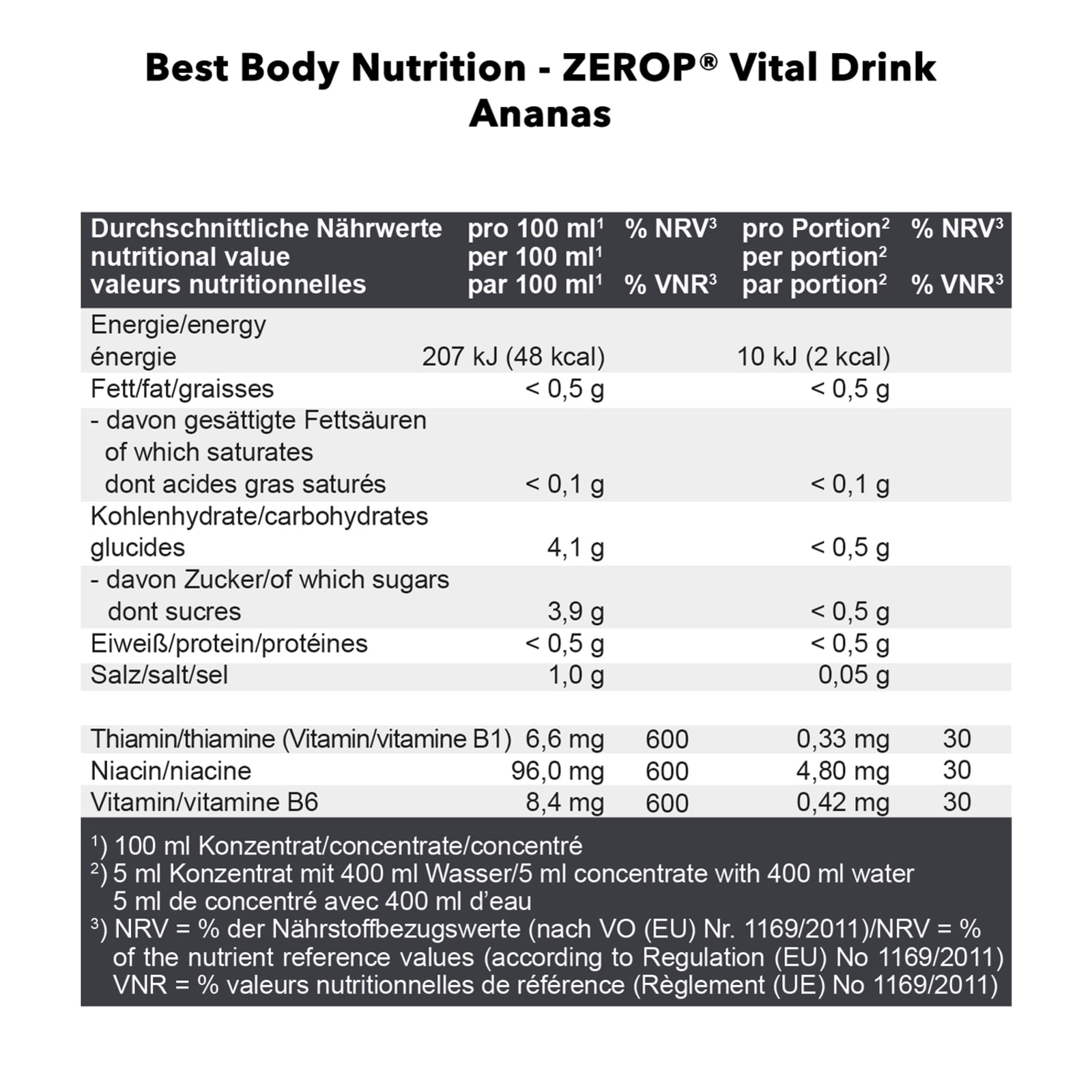 Vital Drink Konzentrat - 1000ml - Ananas