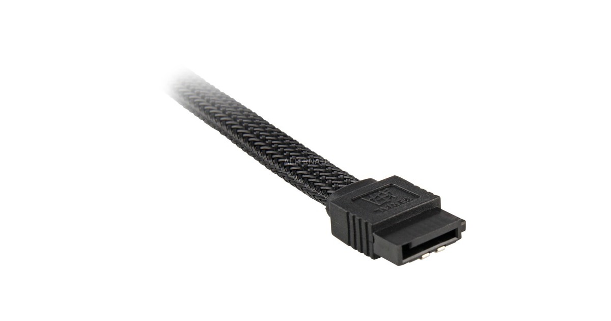 SharkoonSata III sleeve kabel  (Zwart, 1 meter)