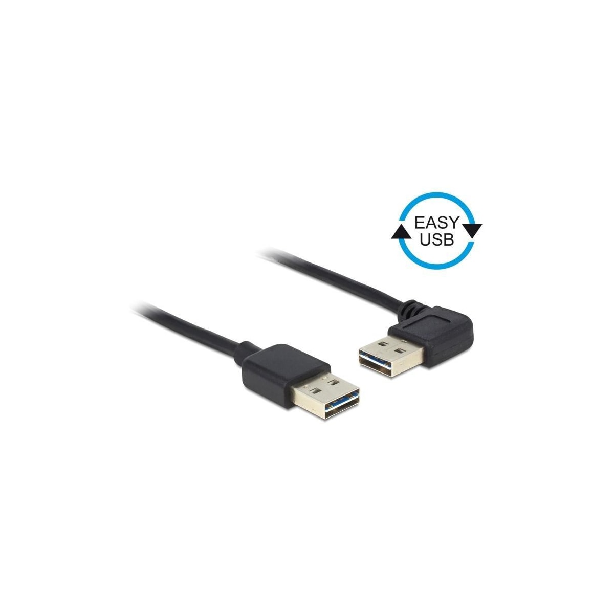 DeLOCK USB cable, turnable USB-A connectors, male, angled, 1m, black