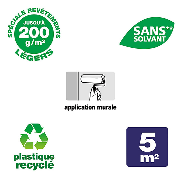 Colle pour revêtements lisses de rénovations légers (jusqu'à 200g/m²) Quelyd pâte 1kg