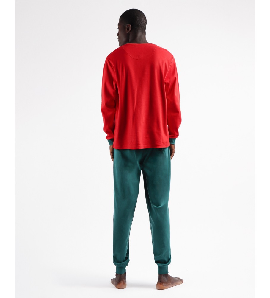 Pijama de manga comprida Aznar Innova, cor vermelha, para o inverno.