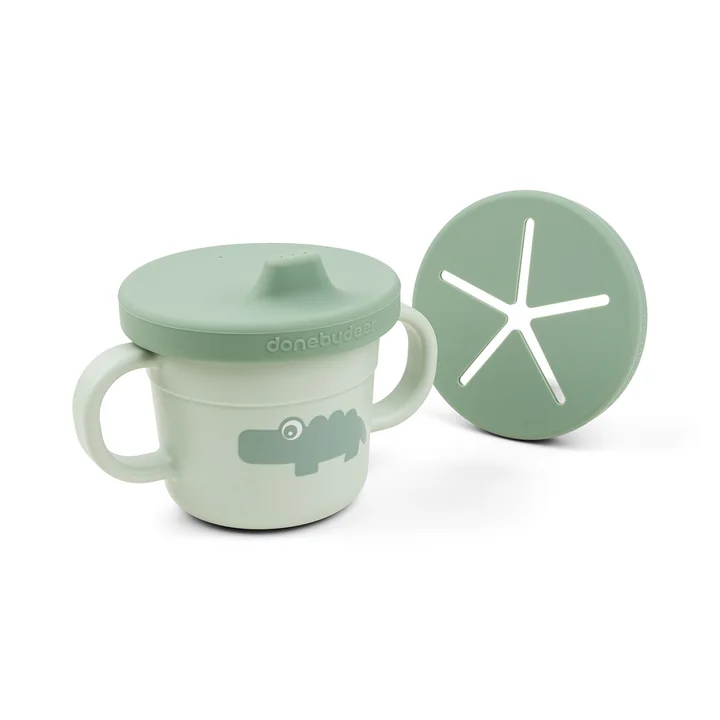 Done by Deer - Foodie Snack & Trinkbecher Set, Croco, grün (2er-Set)
