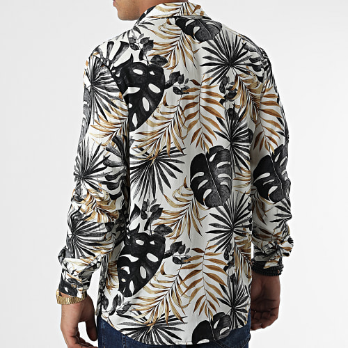 Chemise Manches Longues Floral Beige Gris