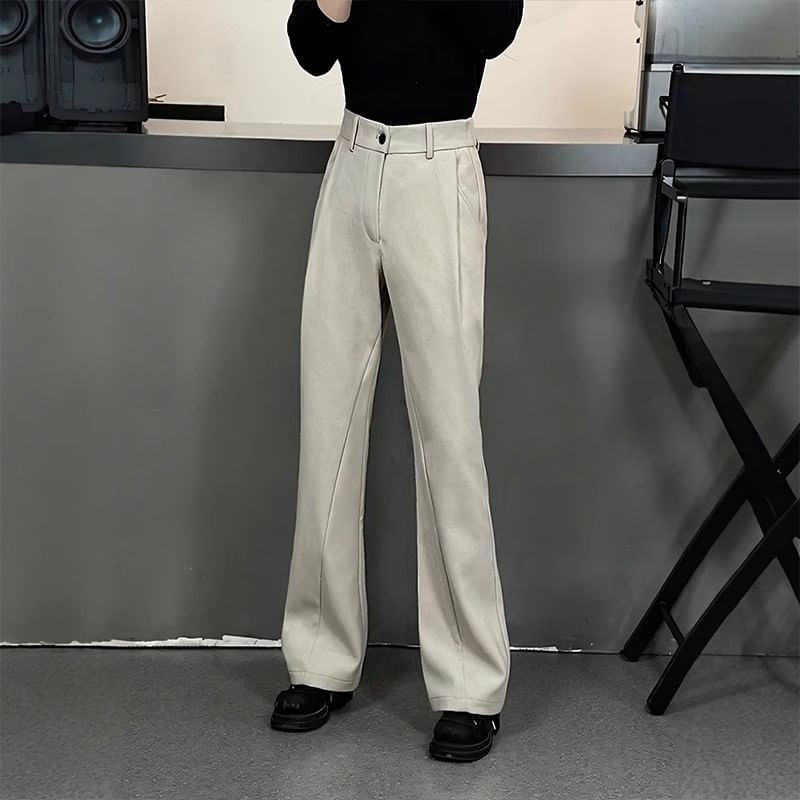 Chuoku - Mid Rise Plain Bootcut Dress Pants