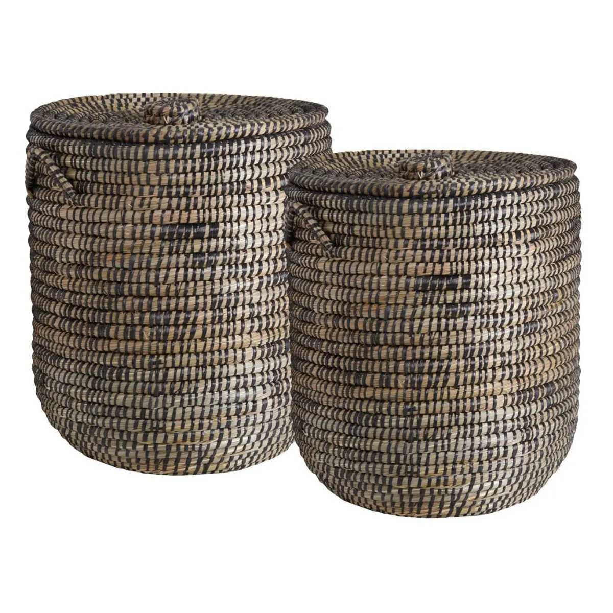 Aubry Gaspard Paniers à linge ronds en jonc - Lot de 2