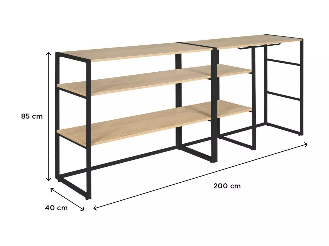 Portants vêtements sous combles modulables noirs - Lot de 2