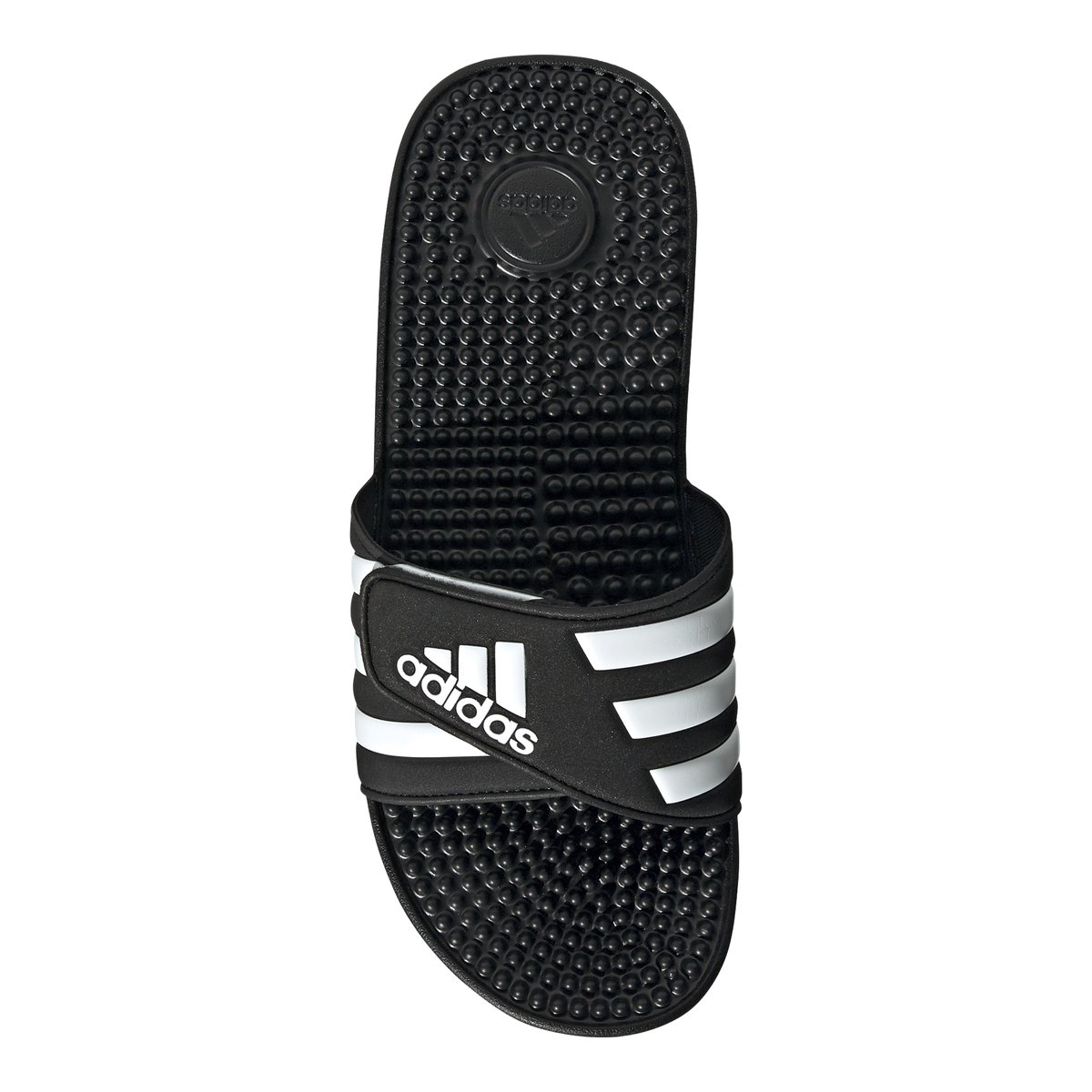 ADIDAS-Adissage-tb.-Sandales athlétiques à glissière - Talon plat - Noir/Blanc