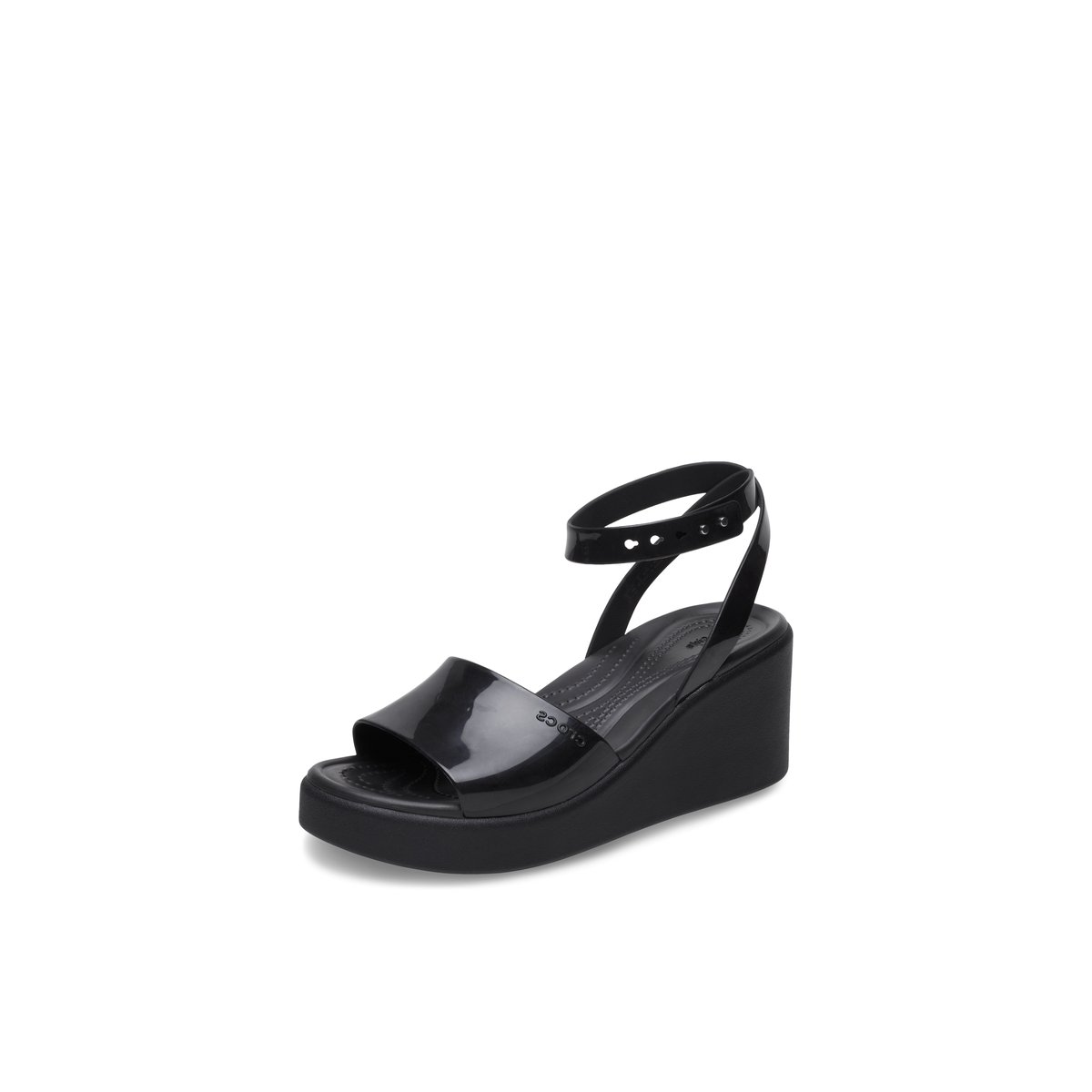 CROCS-Brooklyn_w-Sandale compensée à bride de cheville - Talon compensé - Noir/Noir