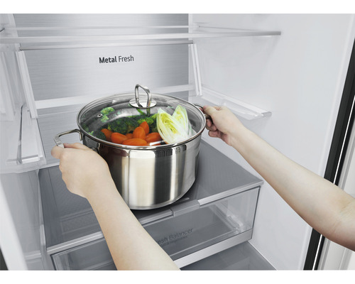 LG GBB92MCACP koel-vriescombinatie, afmetingen (B x H x D): 59,5 x 203 x 67,5 cm, koelgedeelte: 277 l, vriesgedeelte: 107 l, inhoud: 5 flessen
