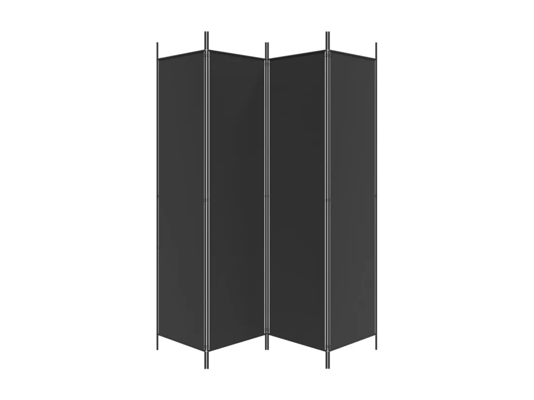 Cloison de séparation 4 panneaux Noir 200x200 cm Tissu