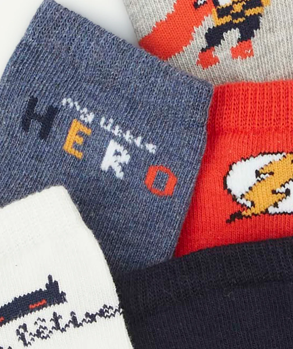 LOT DE 5 CHAUSSETTES SUPER-HÉROS BÉBÉ GARÇON