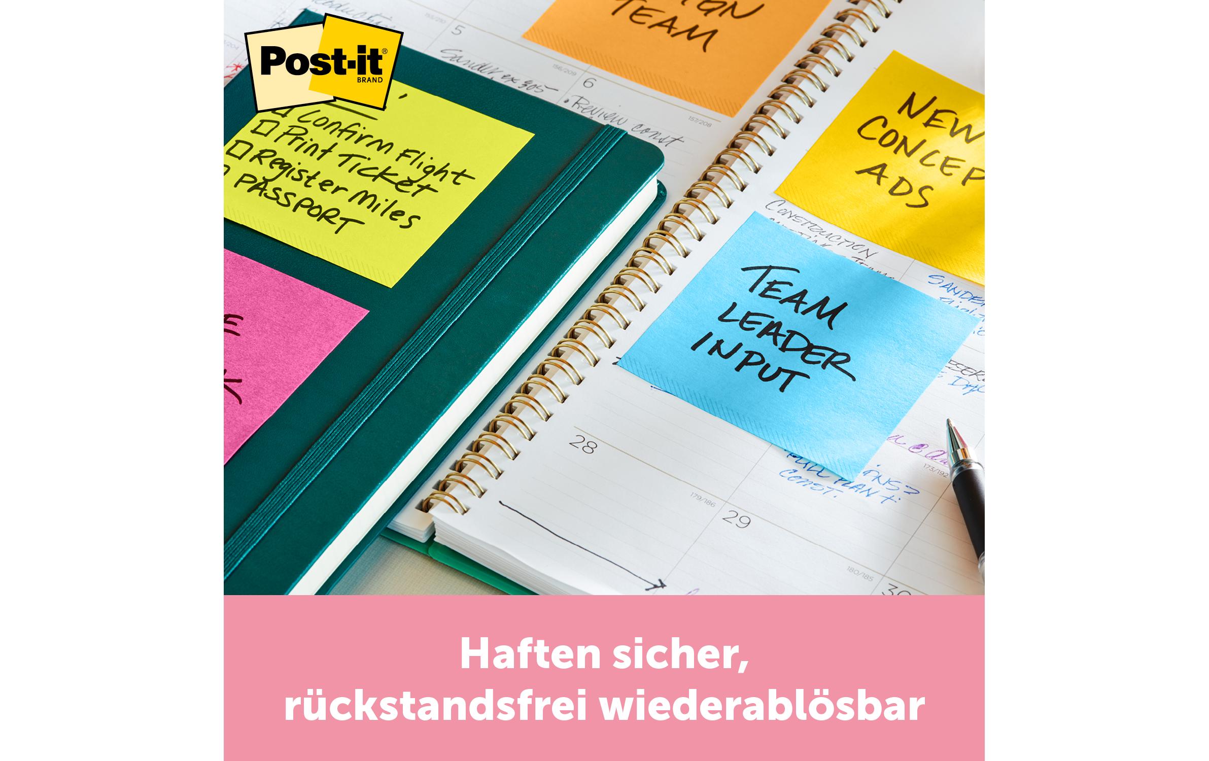 Notizzettel Post-it 5.1 x 3.8 cm, 4 Blöcke à 100 BlattPost-it Haftnotizen farbig im Vorteilspack