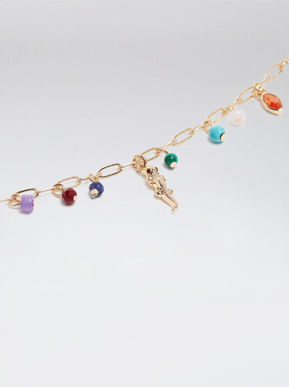 Pulsera Tobillera Con Piedra Y Circonitas - Multicor
