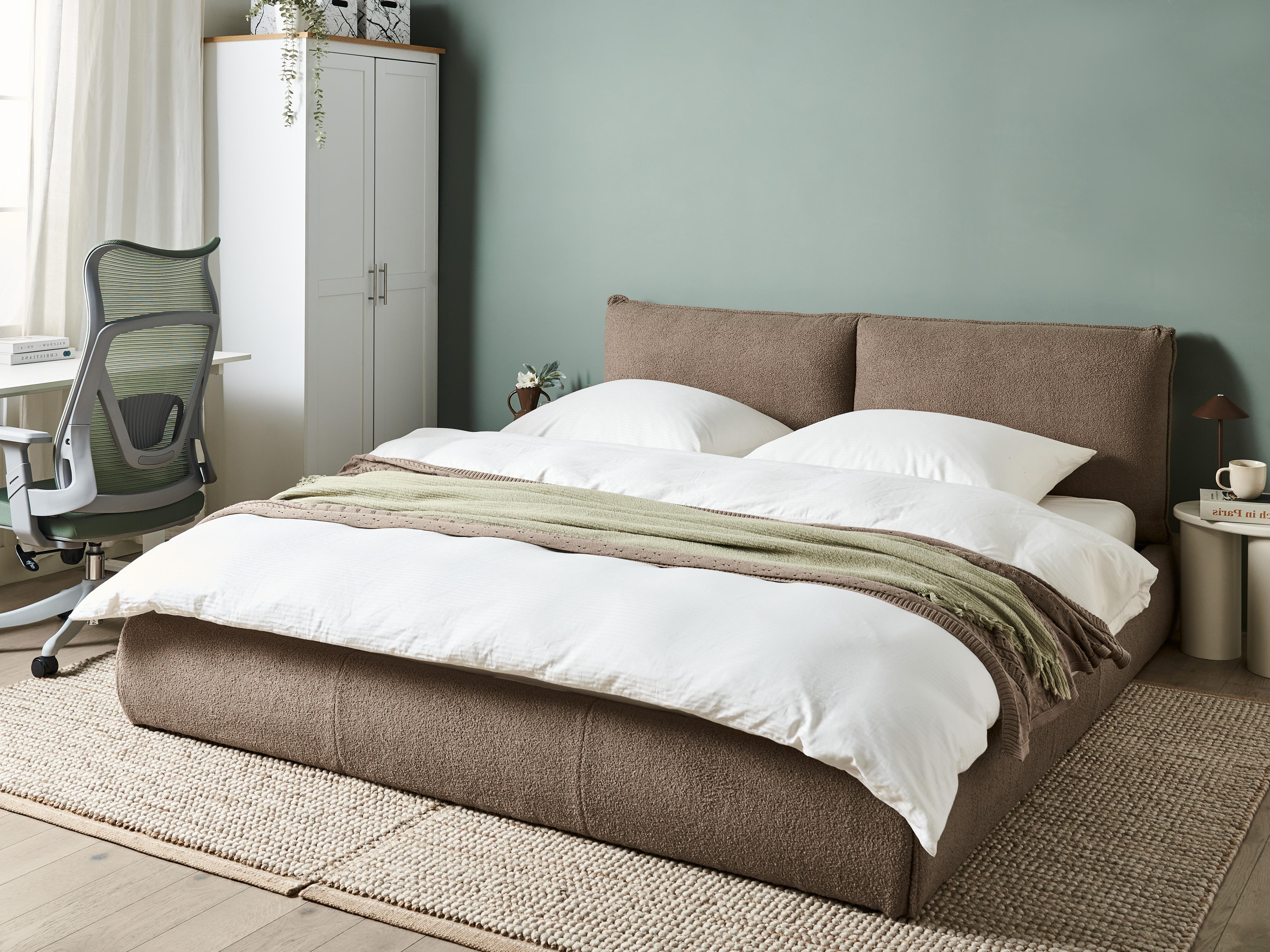 Bed Bouclé VINAY 180 x 200 cm Bruin