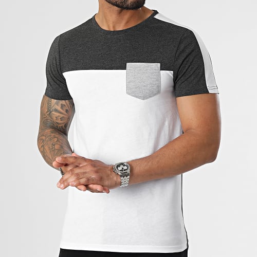 Tee Shirt Poche 2418 Gris Anthracite Blanc