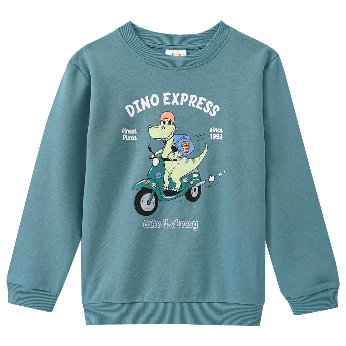 Famy Jungen Sweatshirt mit lustigem Print dunkeltürkis