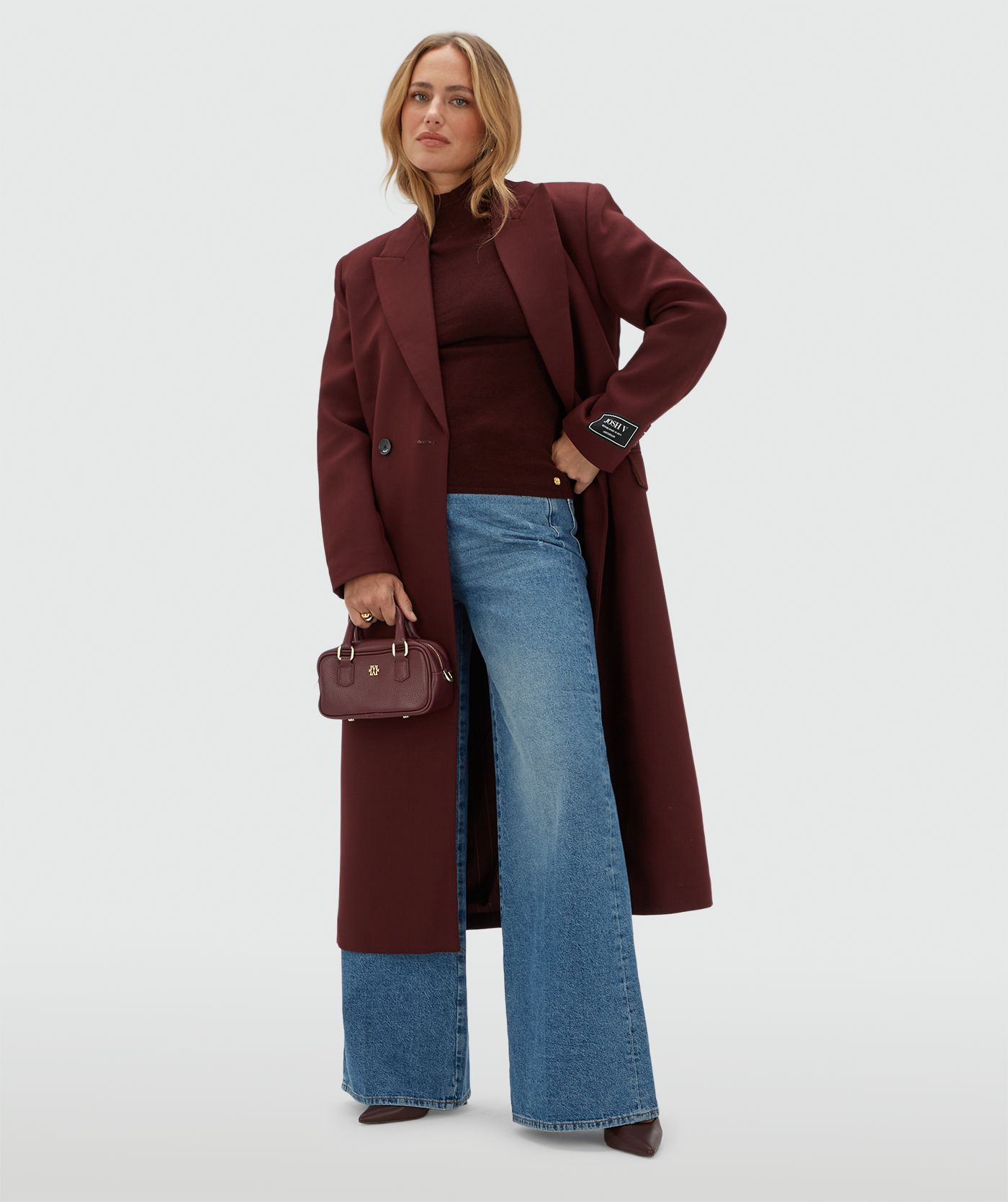 JV-ATHENA oversized mantel met wol - burgundy