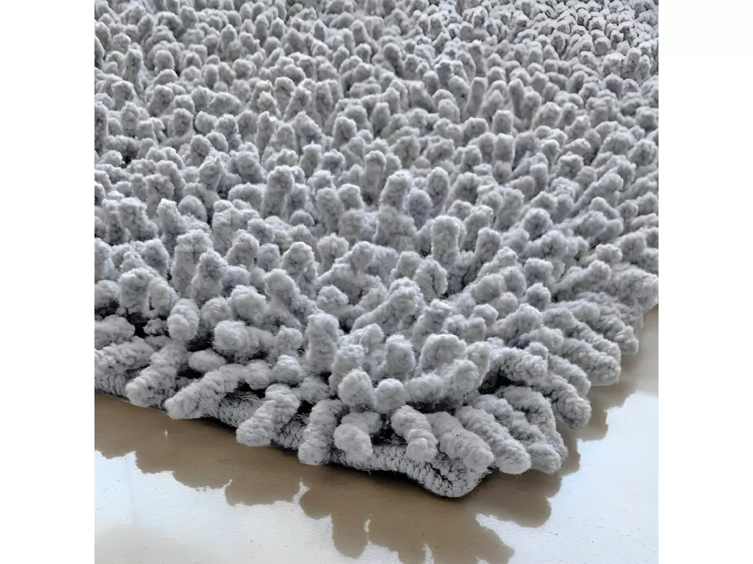 Lot 2 tapis de salle de bain 40 x 60 cm coton chenille gris - NAPOLEON